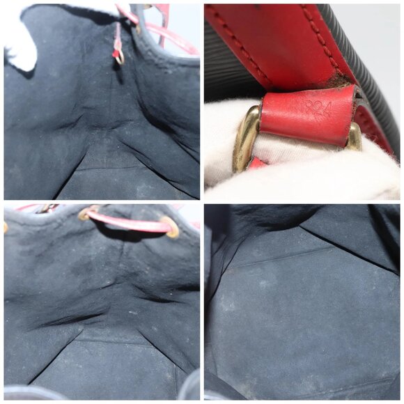 LOUIS VUITTON Epi Noe Shoulder Bag Bicolor Black Red M44017 LV Auth